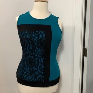 Worthington Women’s sleeveless Teal w/Black Lace